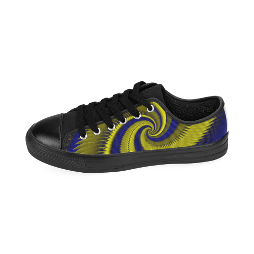 Blue Gold Dragon Scales Spiral Men's Classic Canvas Shoes (Model 018)