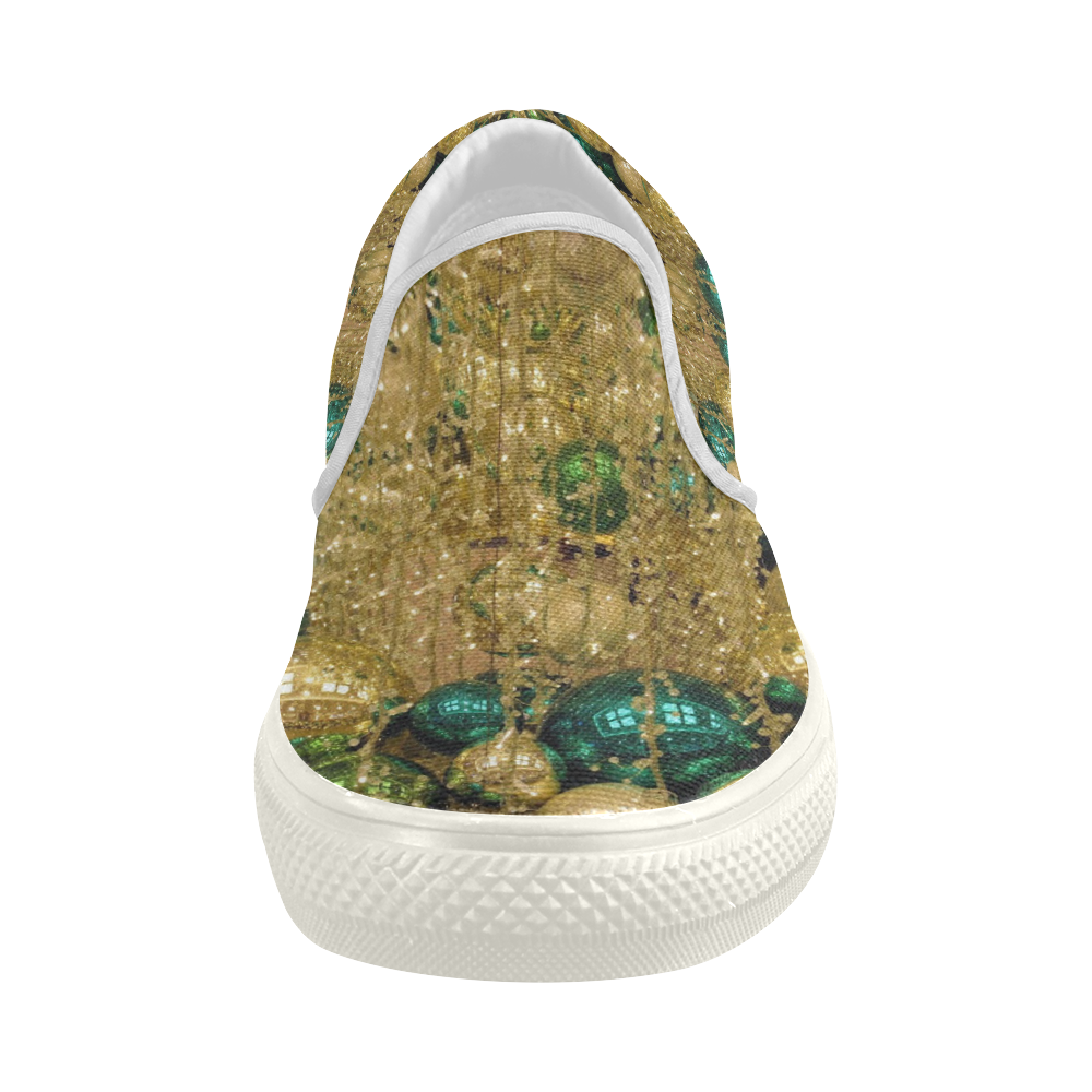 Christmas Glitz by Martina Webster Women's Slip-on Canvas Shoes (Model 019)