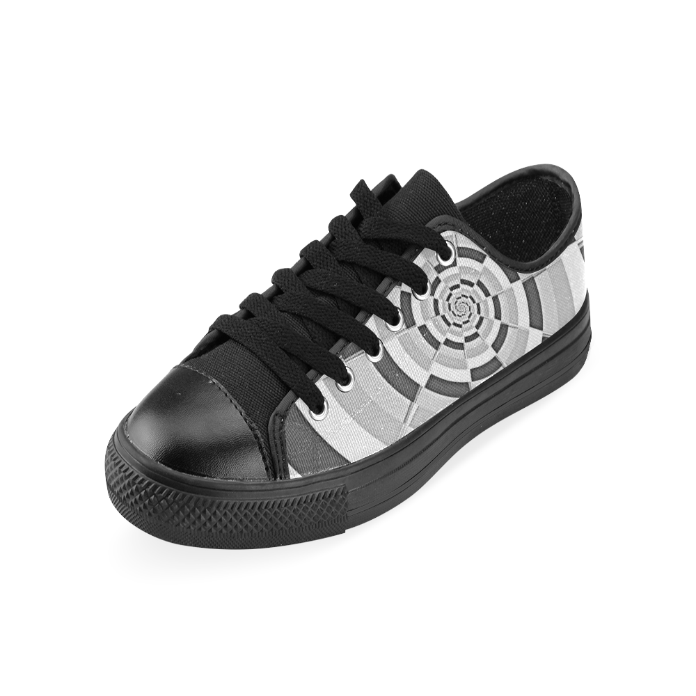 Crazy Dart Black and White Spiral Men's Classic Canvas Shoes (Model 018)
