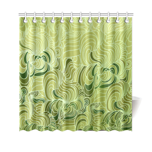 Green doodle drawing tones Shower Curtain 69"x70"