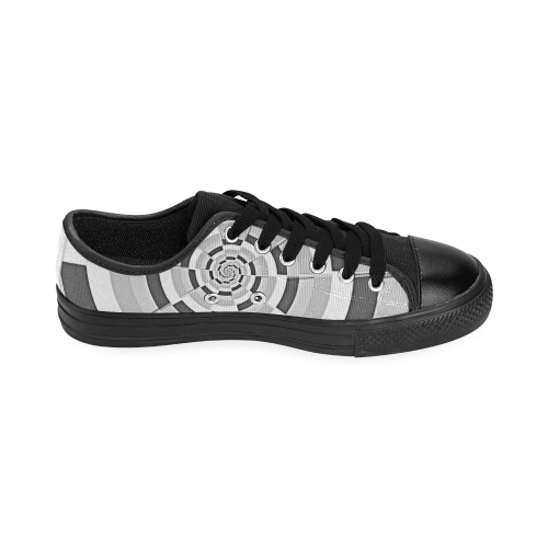 Crazy Dart Black and White Spiral Men's Classic Canvas Shoes (Model 018)