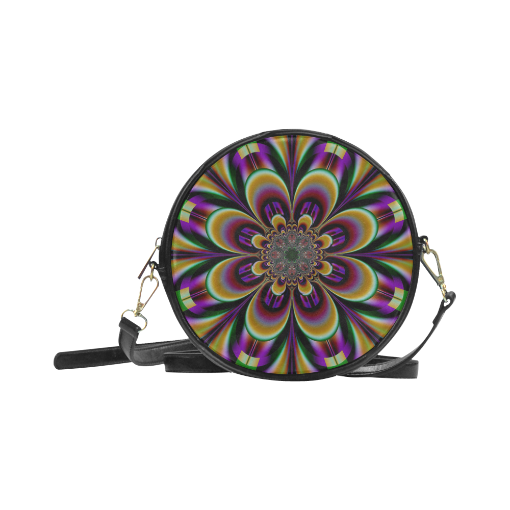 Purple Dream Mandala Flower Round Sling Bag (Model 1647)