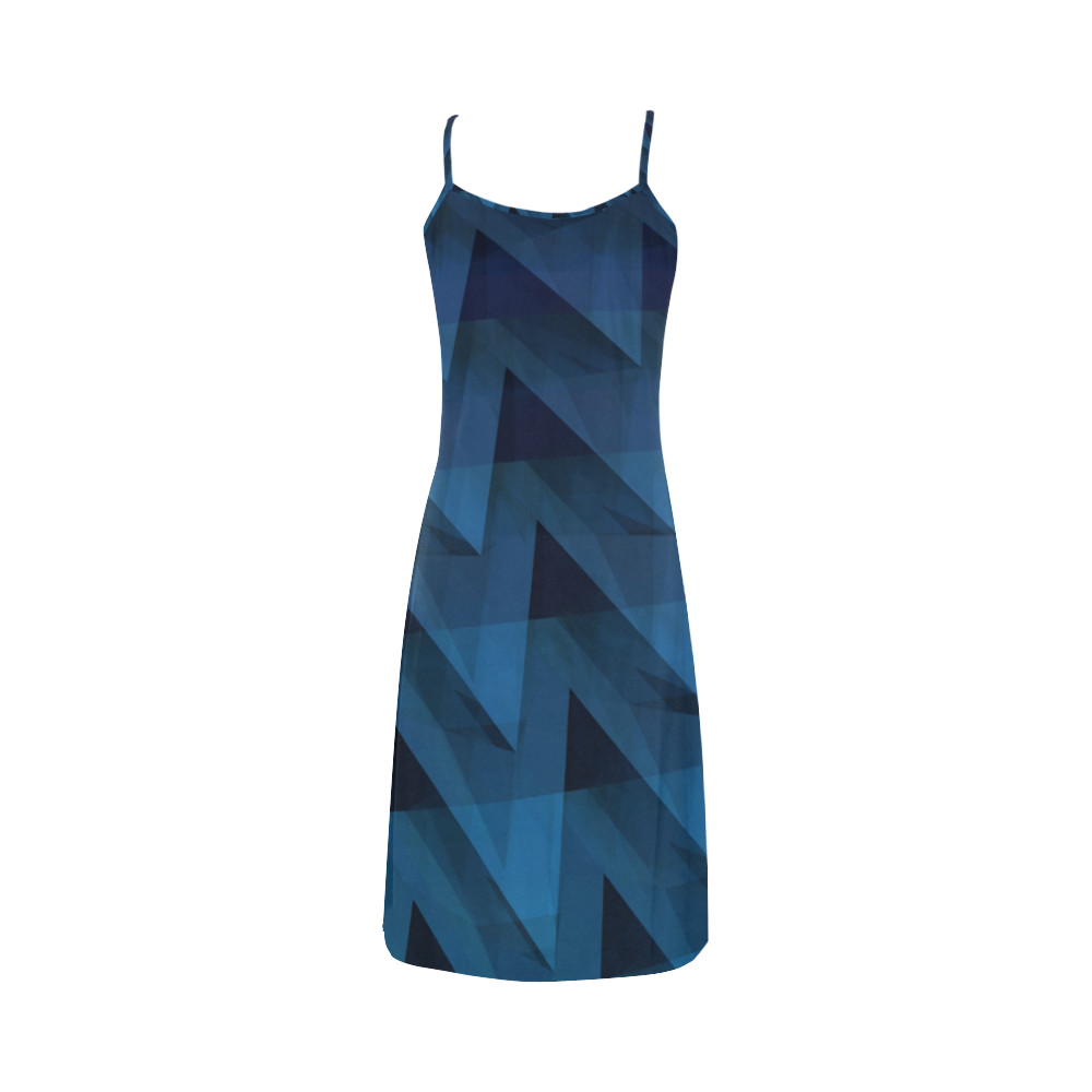 3-D Chevrons (Slate Blue) Alcestis Slip Dress (Model D05)