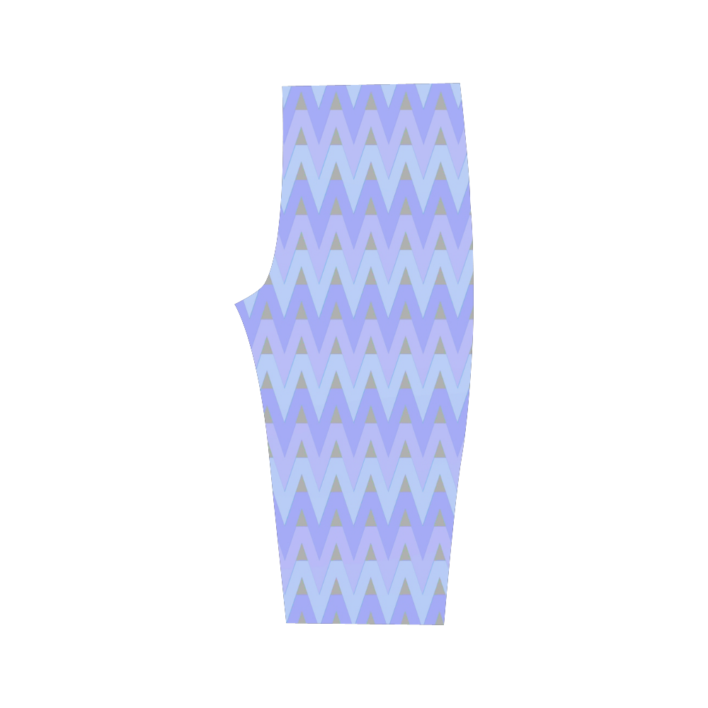Cool Blues and Chevrons Hestia Cropped Leggings (Model L03)