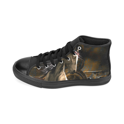 Steampunk, awesome horse with clocks and gears Men’s Classic High Top Canvas Shoes /Large Size (Model 017)