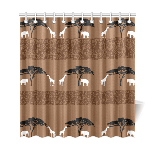 Elephant and Giraffe Safari Shower Curtain 69"x72"