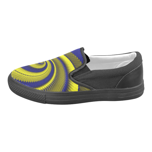 Blue Gold Dragon Scales Spiral Men's Unusual Slip-on Canvas Shoes (Model 019)