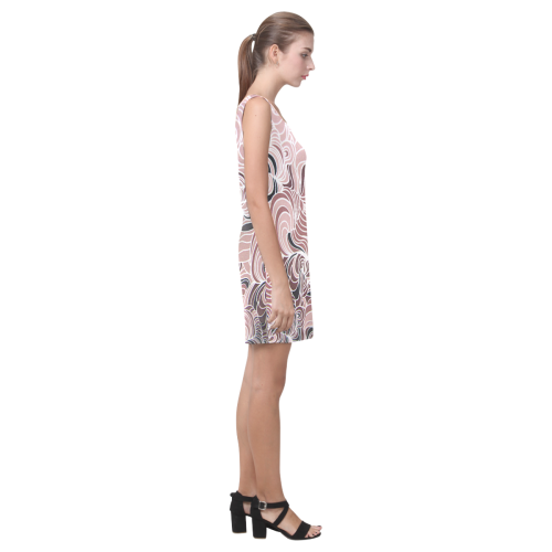 Natrual abstract doodle shapes Medea Vest Dress (Model D06)