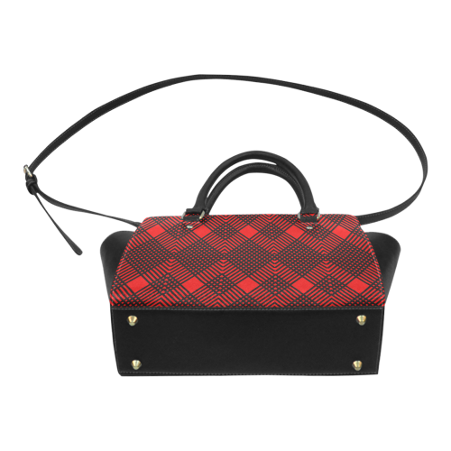 Red and black geometric  pattern,  with rombs. Classic Shoulder Handbag (Model 1653)