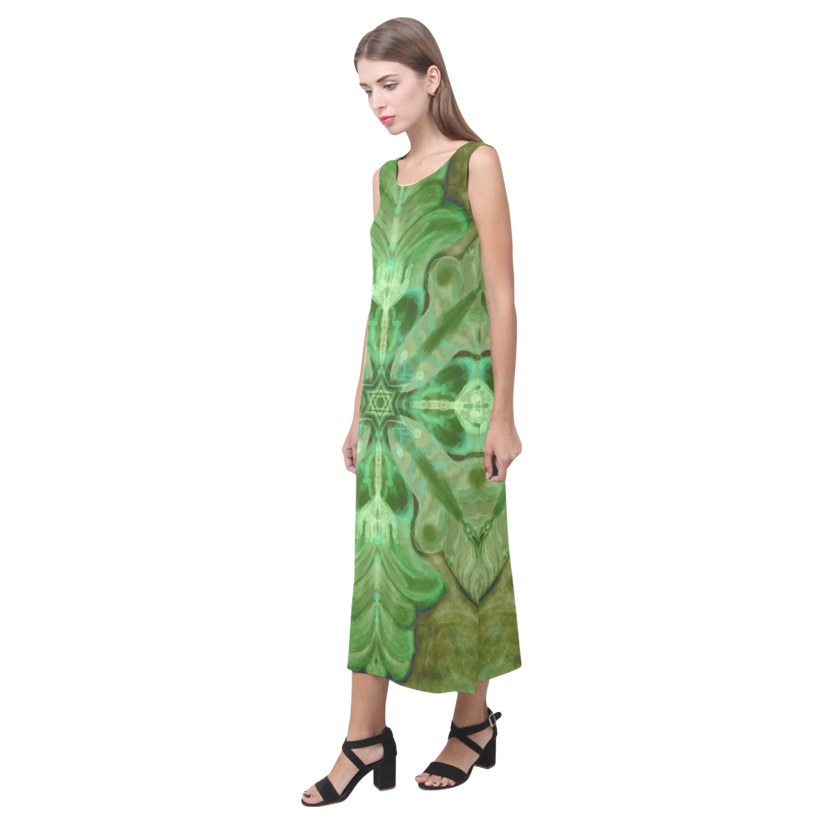 mandala hamsa 1-10 Phaedra Sleeveless Open Fork Long Dress (Model D08)