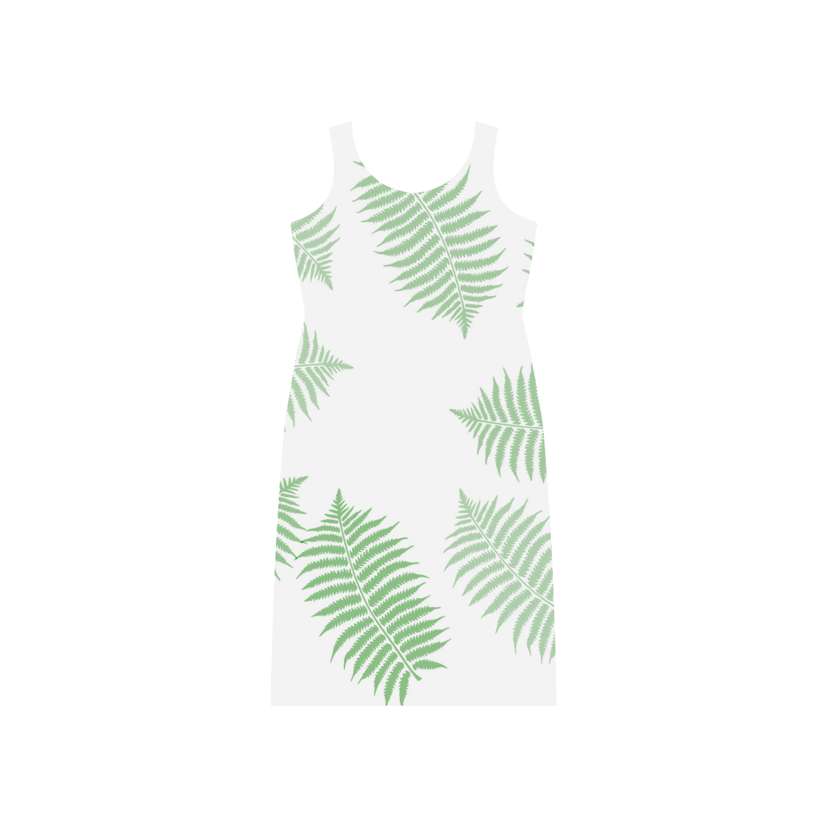 Fern Branches Pattern Phaedra Sleeveless Open Fork Long Dress (Model D08)