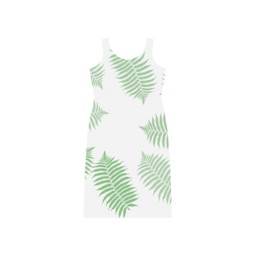 Fern Branches Pattern Phaedra Sleeveless Open Fork Long Dress (Model D08)
