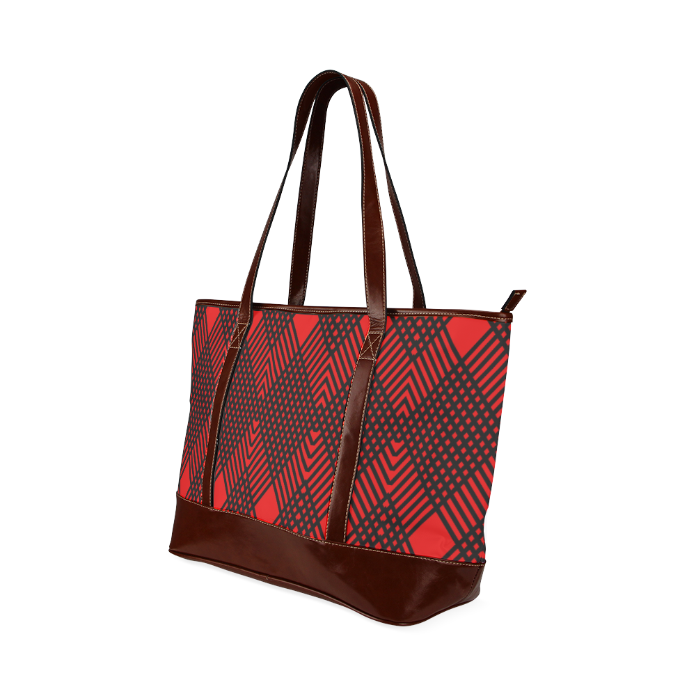 Red and black geometric  pattern,  with rombs. Tote Handbag (Model 1642)