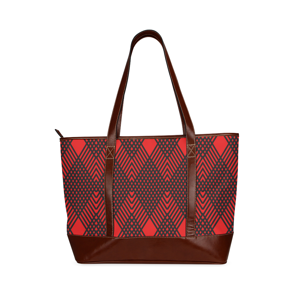 Red and black geometric  pattern,  with rombs. Tote Handbag (Model 1642)