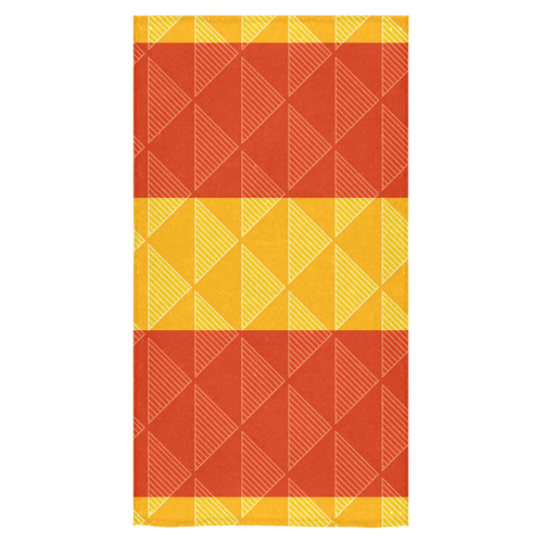 Red and Yellow Geometric Pattern Bath Towel 30"x56"
