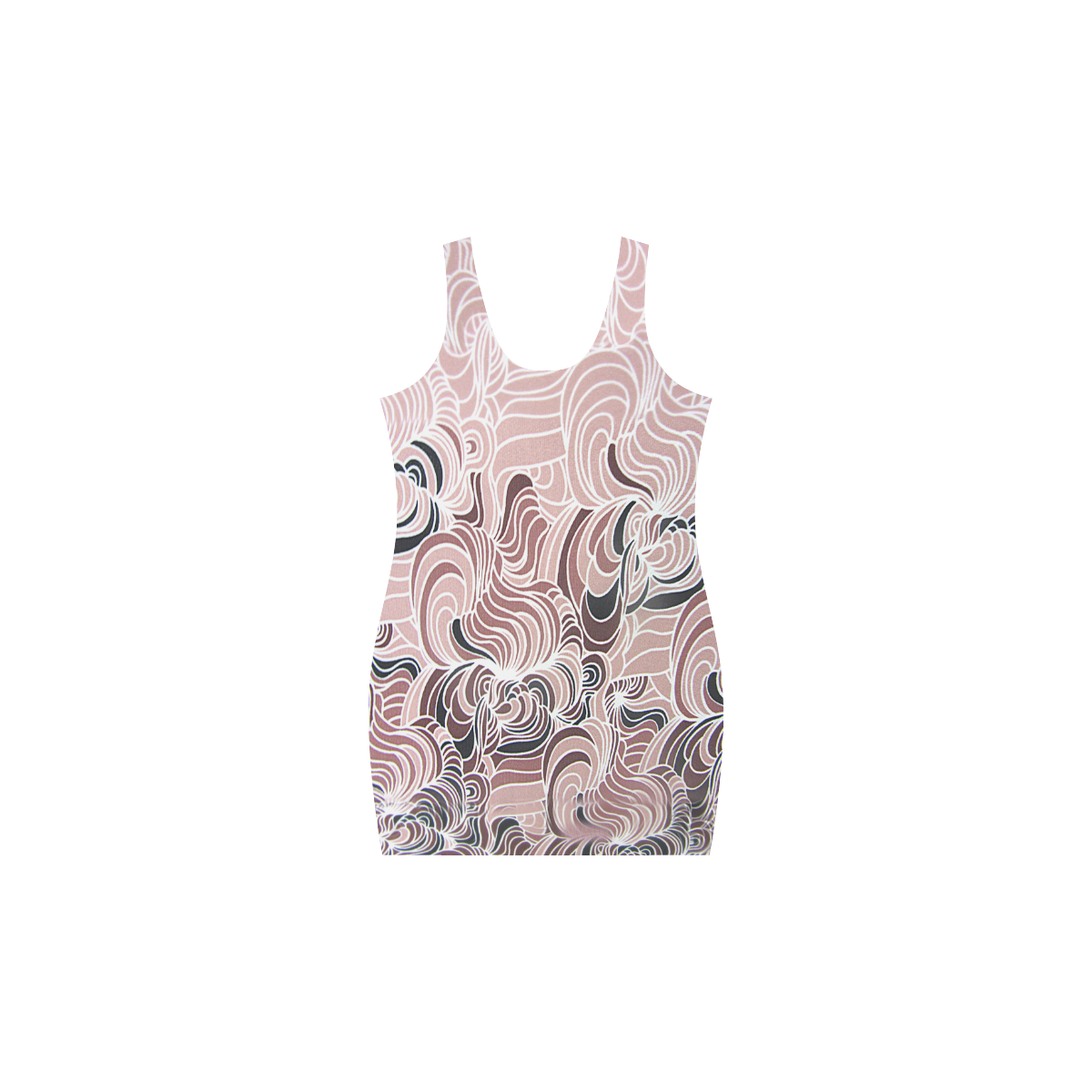 Natrual abstract doodle shapes Medea Vest Dress (Model D06)
