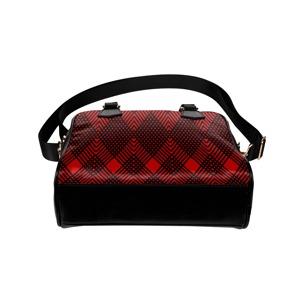 Red and black geometric  pattern,  with rombs. Shoulder Handbag (Model 1634)