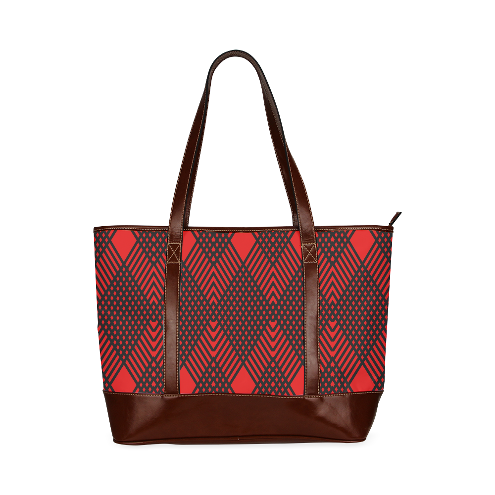 Red and black geometric  pattern,  with rombs. Tote Handbag (Model 1642)