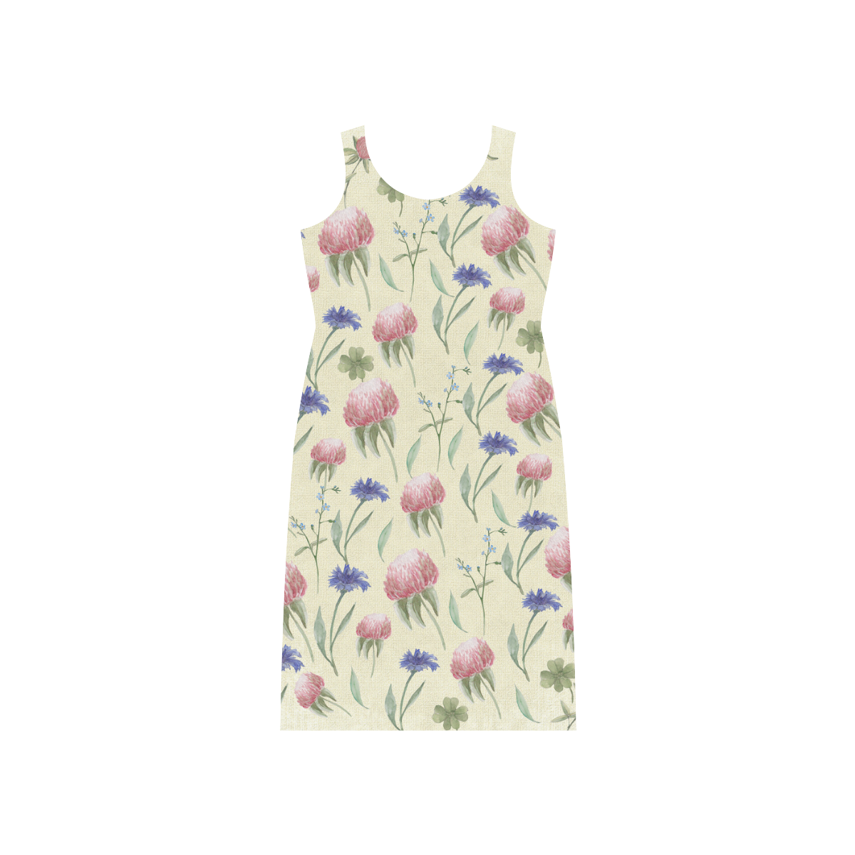 Field of wild flowers Phaedra Sleeveless Open Fork Long Dress (Model D08)