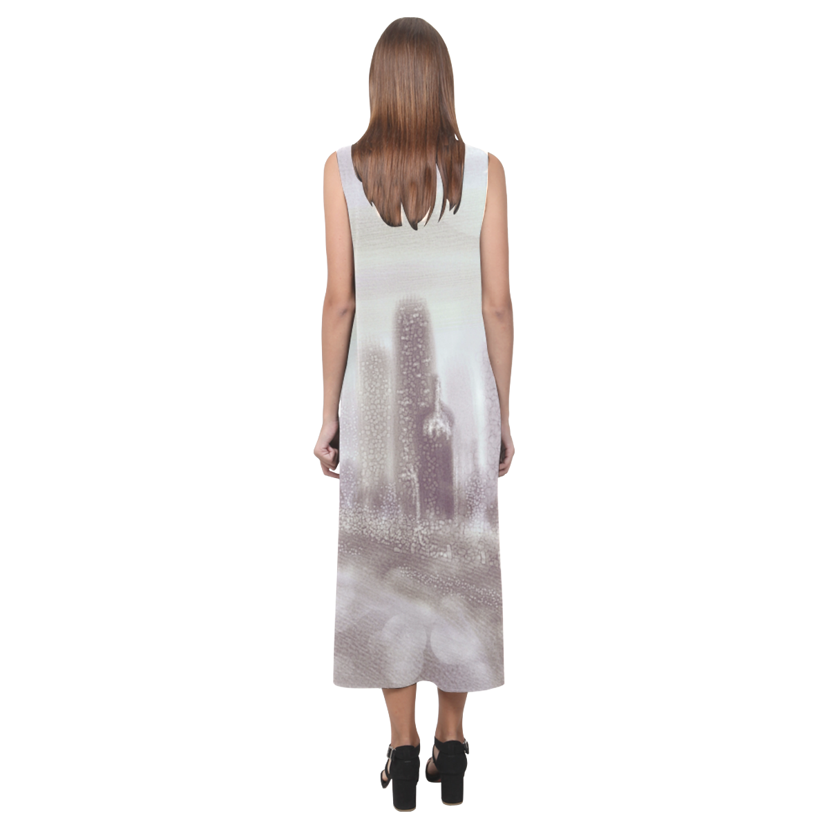 chicago skyline 3.s Phaedra Sleeveless Open Fork Long Dress (Model D08)