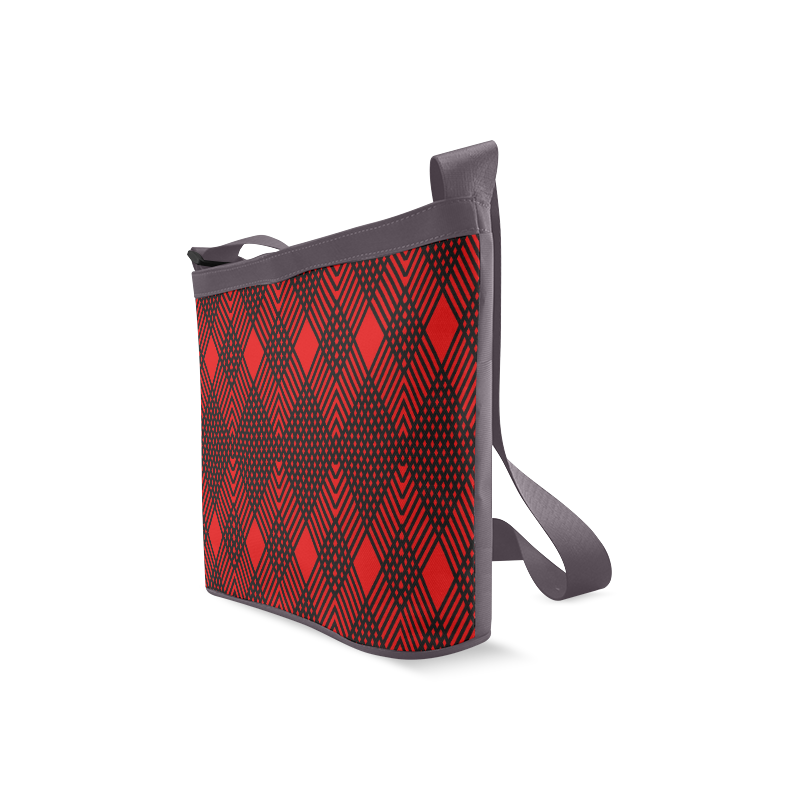 Red and black geometric  pattern,  with rombs. Crossbody Bags (Model 1613)