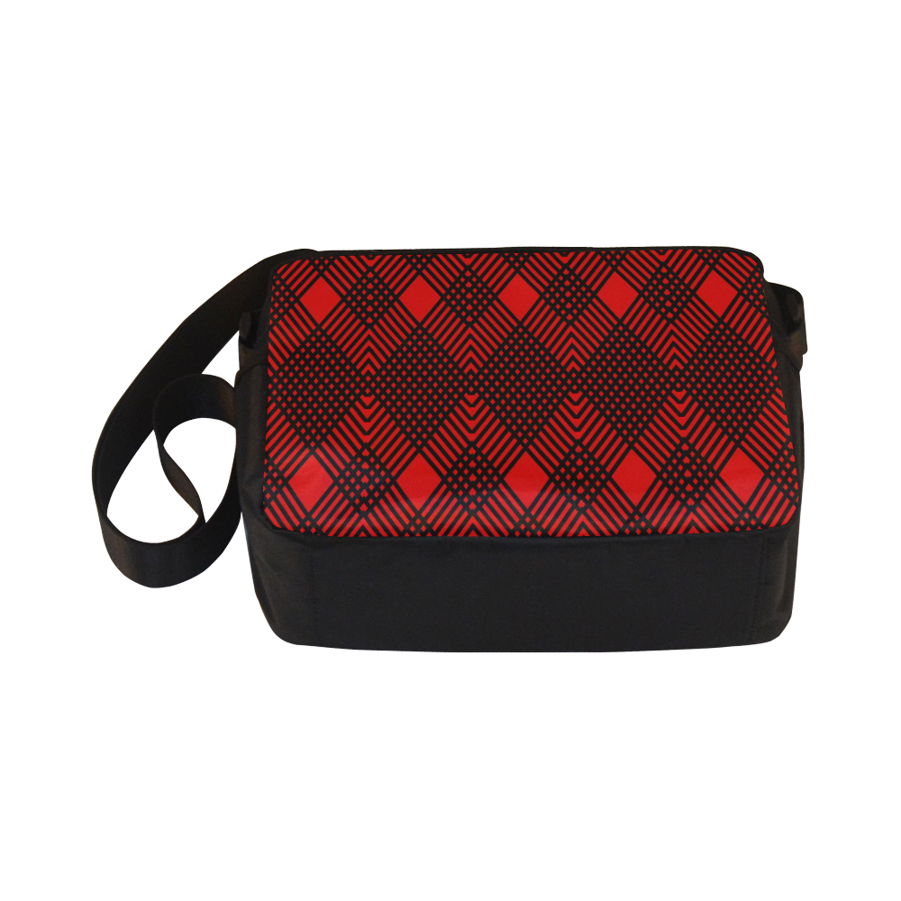 Red and black geometric  pattern,  with rombs. Classic Cross-body Nylon Bags (Model 1632)