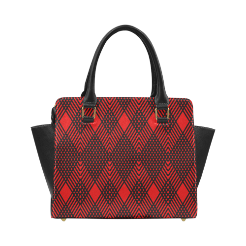 Red and black geometric  pattern,  with rombs. Classic Shoulder Handbag (Model 1653)