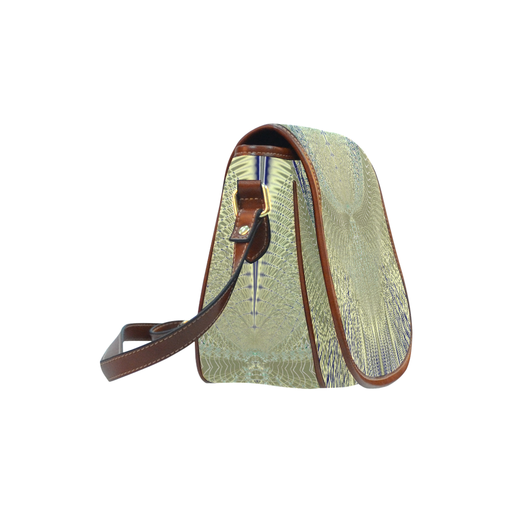 FRACTAL: Golden Filaments Abstract Saddle Bag/Small (Model 1649) Full Customization