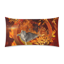 Funny dolphin jumping by a fire circle Custom Rectangle Pillow Case 20"x36" (one side)