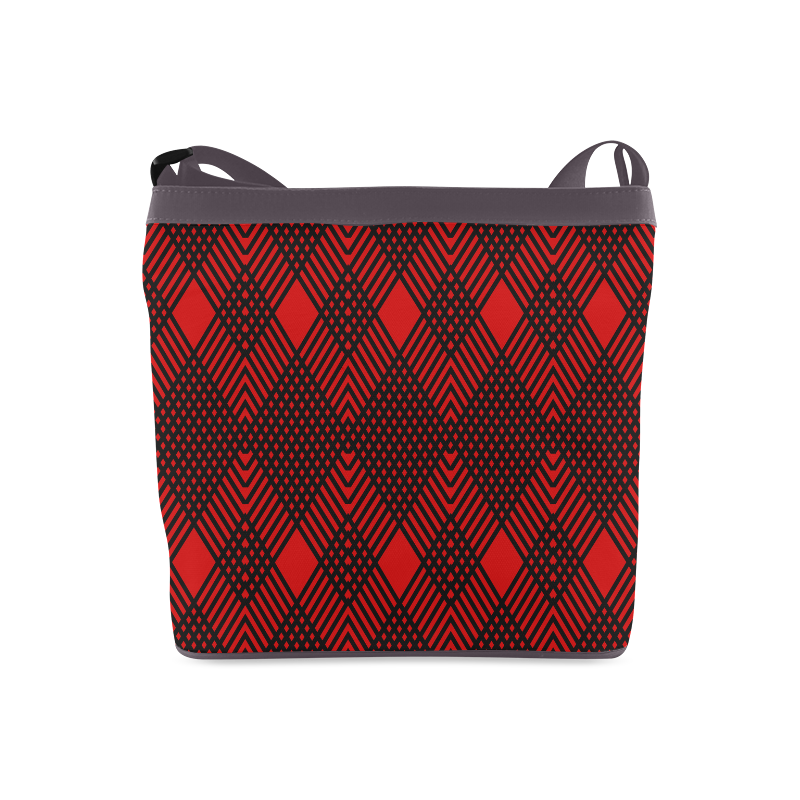 Red and black geometric  pattern,  with rombs. Crossbody Bags (Model 1613)