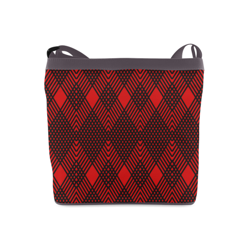 Red and black geometric  pattern,  with rombs. Crossbody Bags (Model 1613)