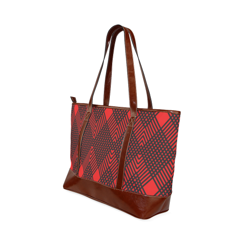 Red and black geometric  pattern,  with rombs. Tote Handbag (Model 1642)