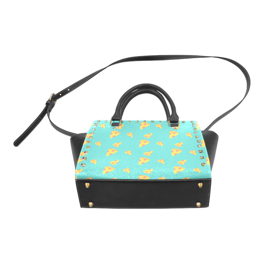 Pizza slices   - pizza and slice Rivet Shoulder Handbag (Model 1645)