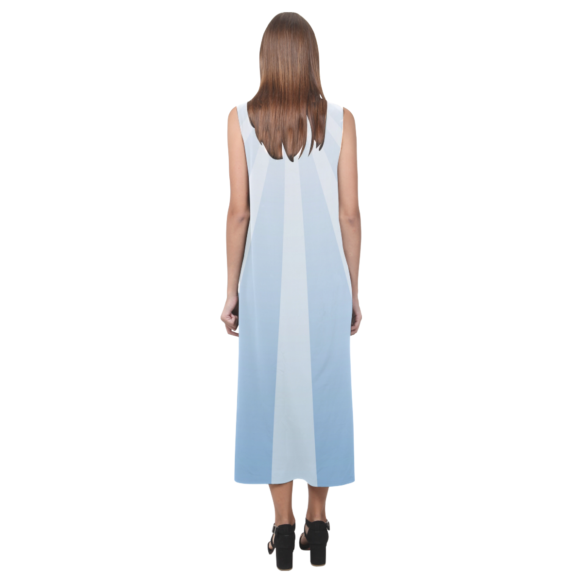 Sun Rayes blue Phaedra Sleeveless Open Fork Long Dress (Model D08)