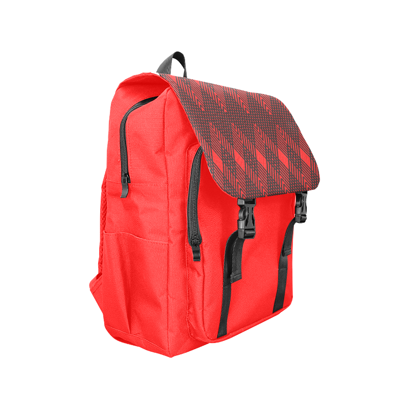 Red and black geometric  pattern,  with rombs. Casual Shoulders Backpack (Model 1623)