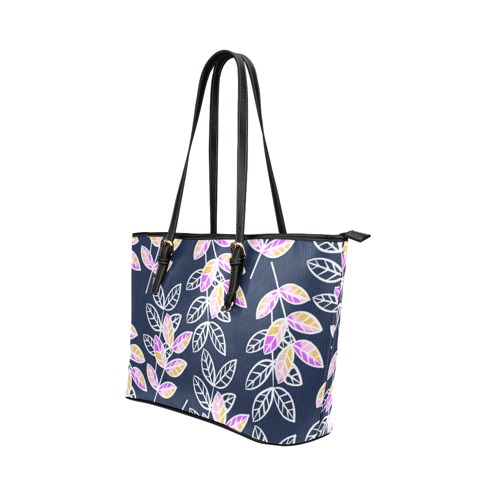 Winter Foliage Leather Tote Bag/Large (Model 1651)