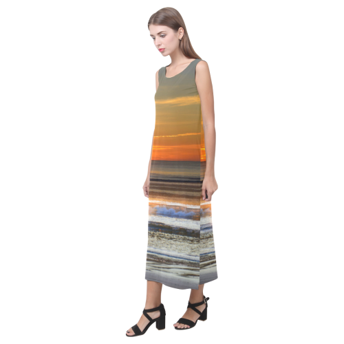 Colorful sunset Phaedra Sleeveless Open Fork Long Dress (Model D08)