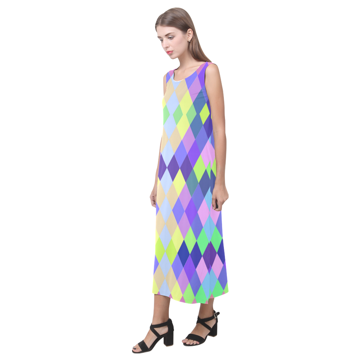 Abstract Phaedra Sleeveless Open Fork Long Dress (Model D08)