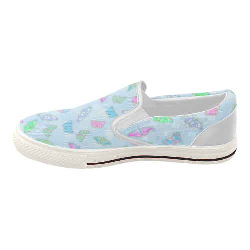 Pastel Color Butterfly Pattern by ArtformDesigns Women's Slip-on Canvas Shoes (Model 019)