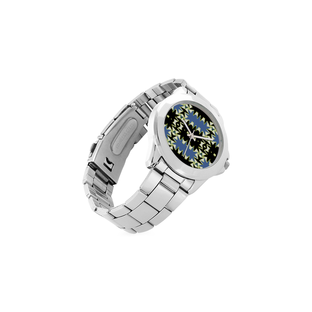 Black and blue Unisex Stainless Steel Watch(Model 103)
