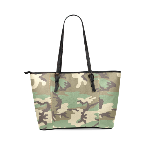 Woodland Camo Leather Tote Bag/Small (Model 1640) | ID: D664176