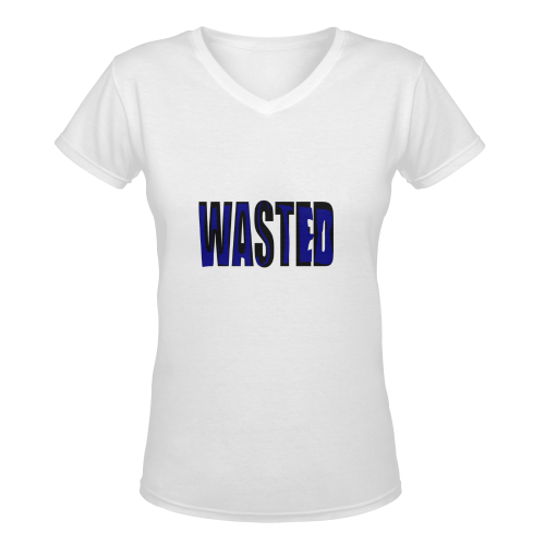 WASTED BLUE Women's Deep V-neck T-shirt (Model T19)