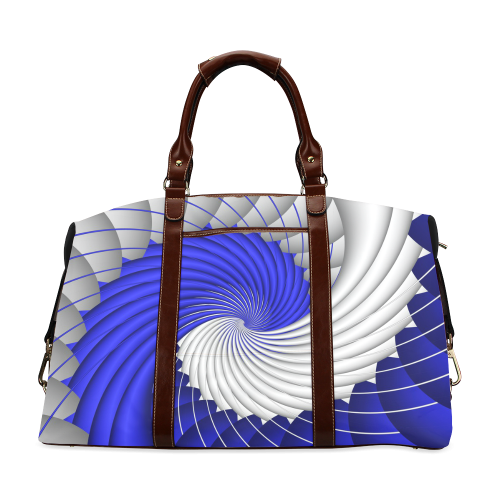 Blue Silver Beautiful Fractal Wave Classic Travel Bag (Model 1643)