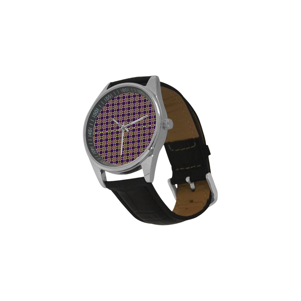 Purple Men's Casual Leather Strap Watch(Model 211)