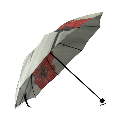 Painted Red Poppy Floral by rokinronda Foldable Umbrella (Model U01)