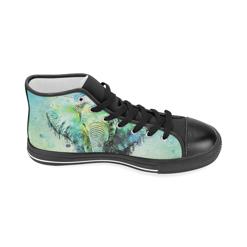 watercolor elephant Women's Classic High Top Canvas Shoes (Model 017)