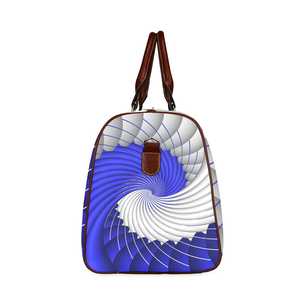 Blue Silver Beautiful Fractal Wave Waterproof Travel Bag/Large (Model 1639)