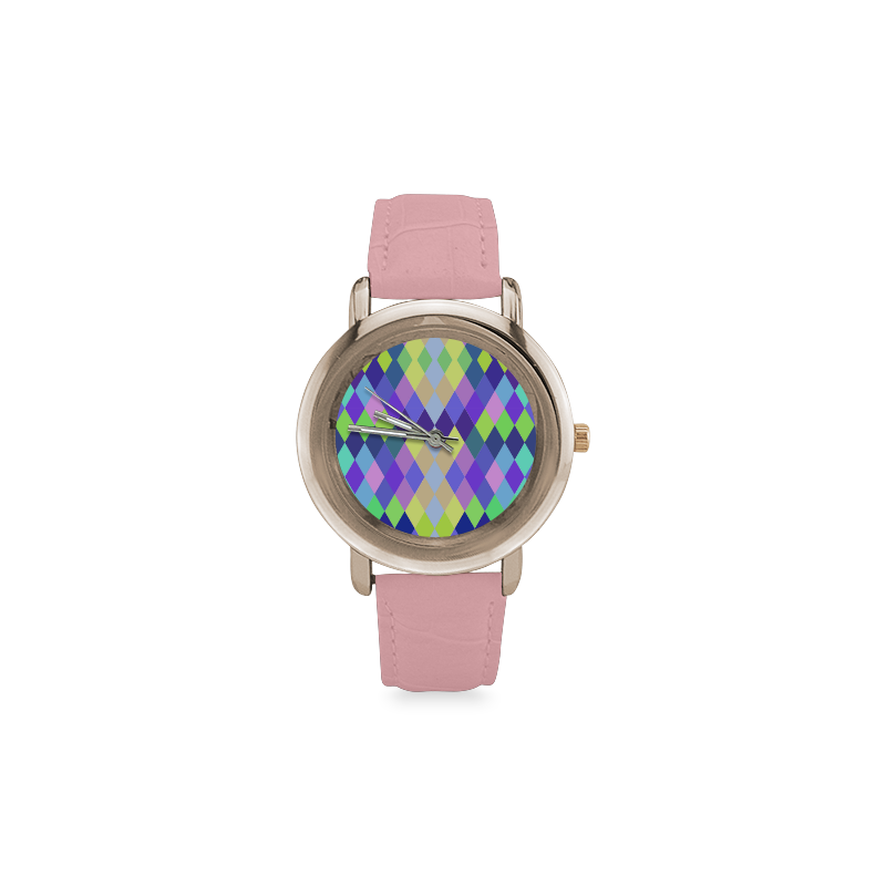 Abstract Women's Rose Gold Leather Strap Watch(Model 201)