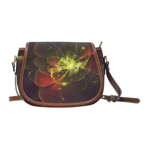 A  wonderful abstract fractal red yellow blossom Saddle Bag/Large (Model 1649)