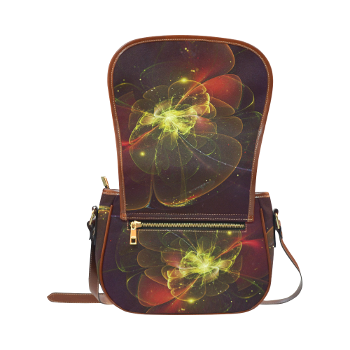 A  wonderful abstract fractal red yellow blossom Saddle Bag/Small (Model 1649) Full Customization
